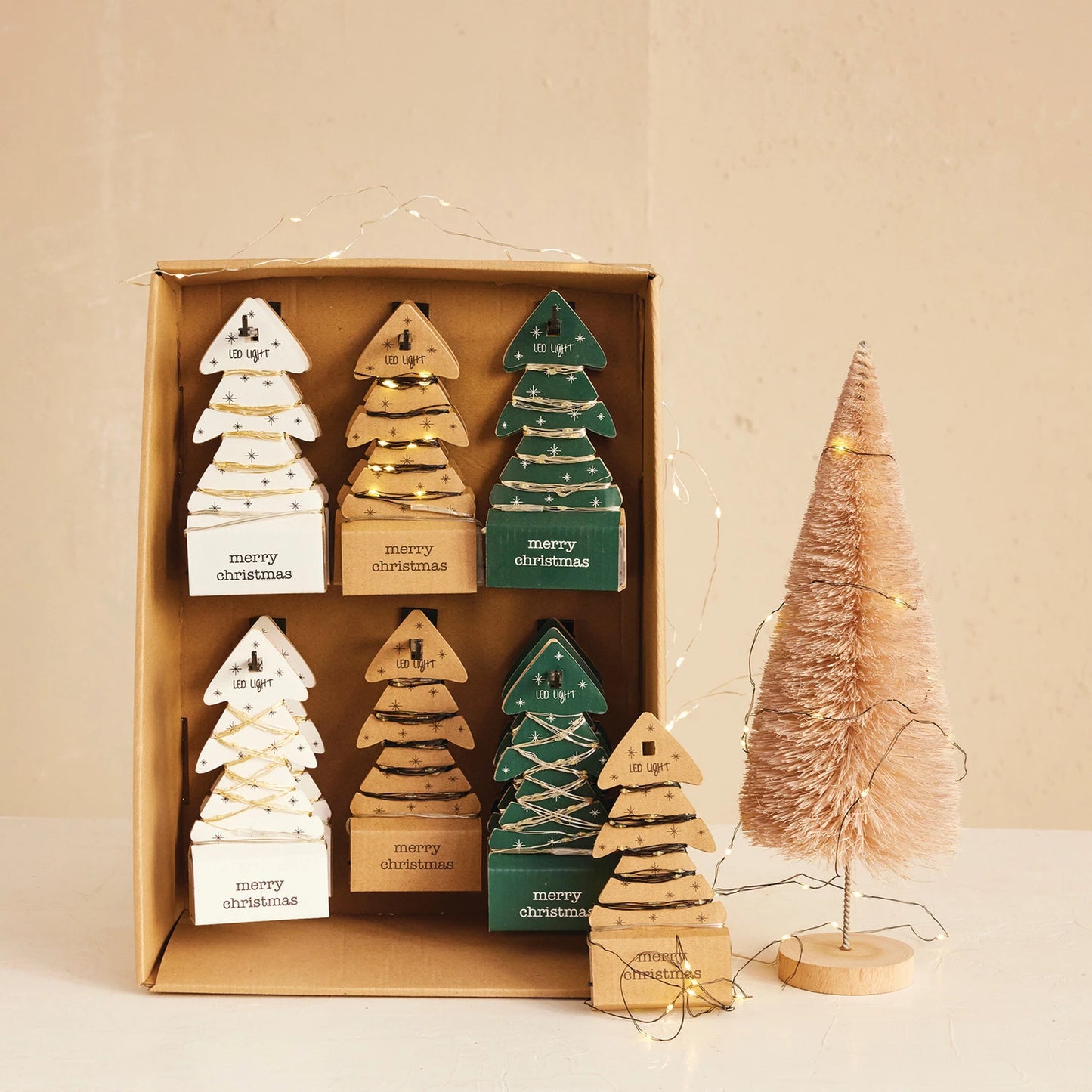 LED String Lights on Tree Shaped Cards, 3 Styles