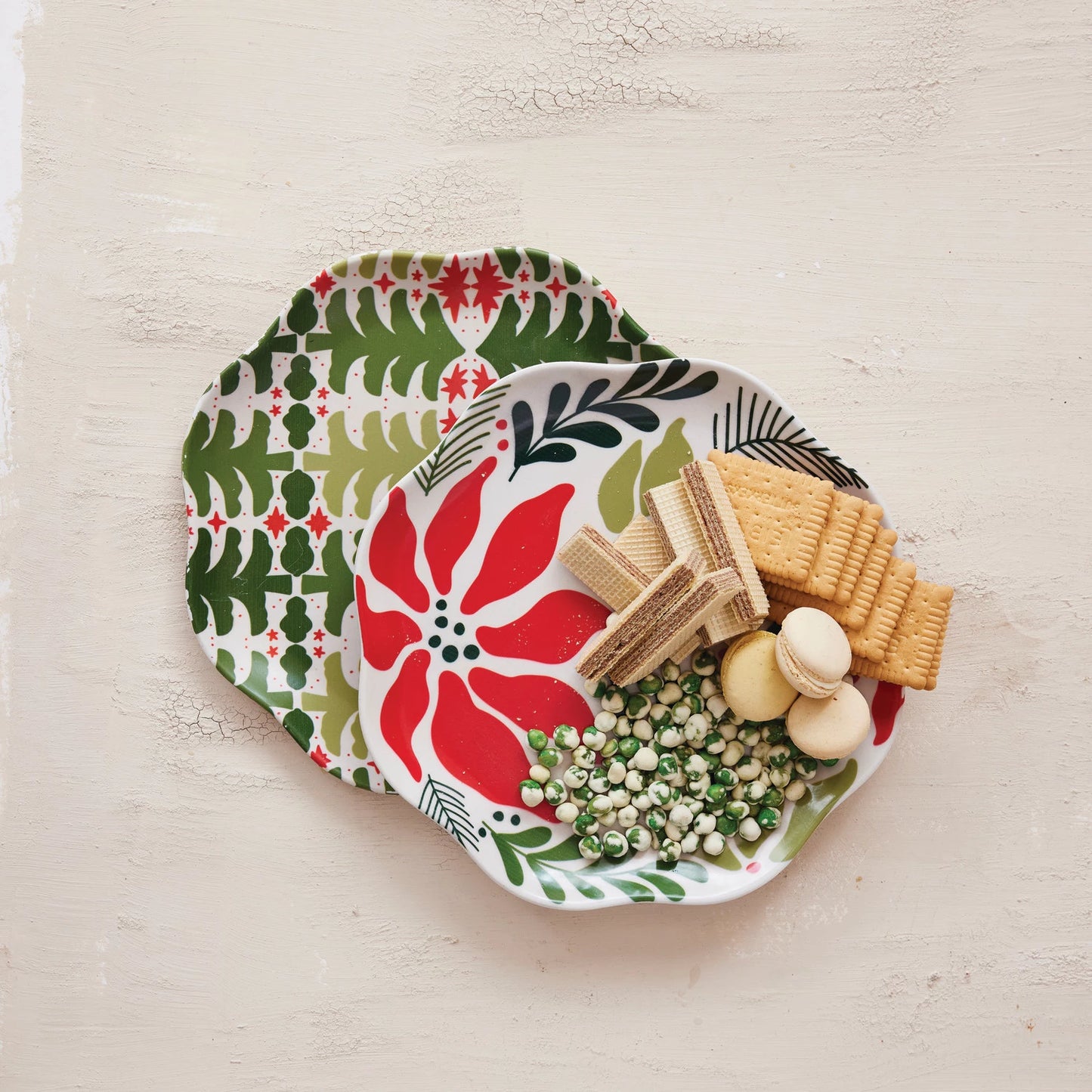 Bamboo Fiber Plate with Seasonal Botanical Pattern, 2 Styles