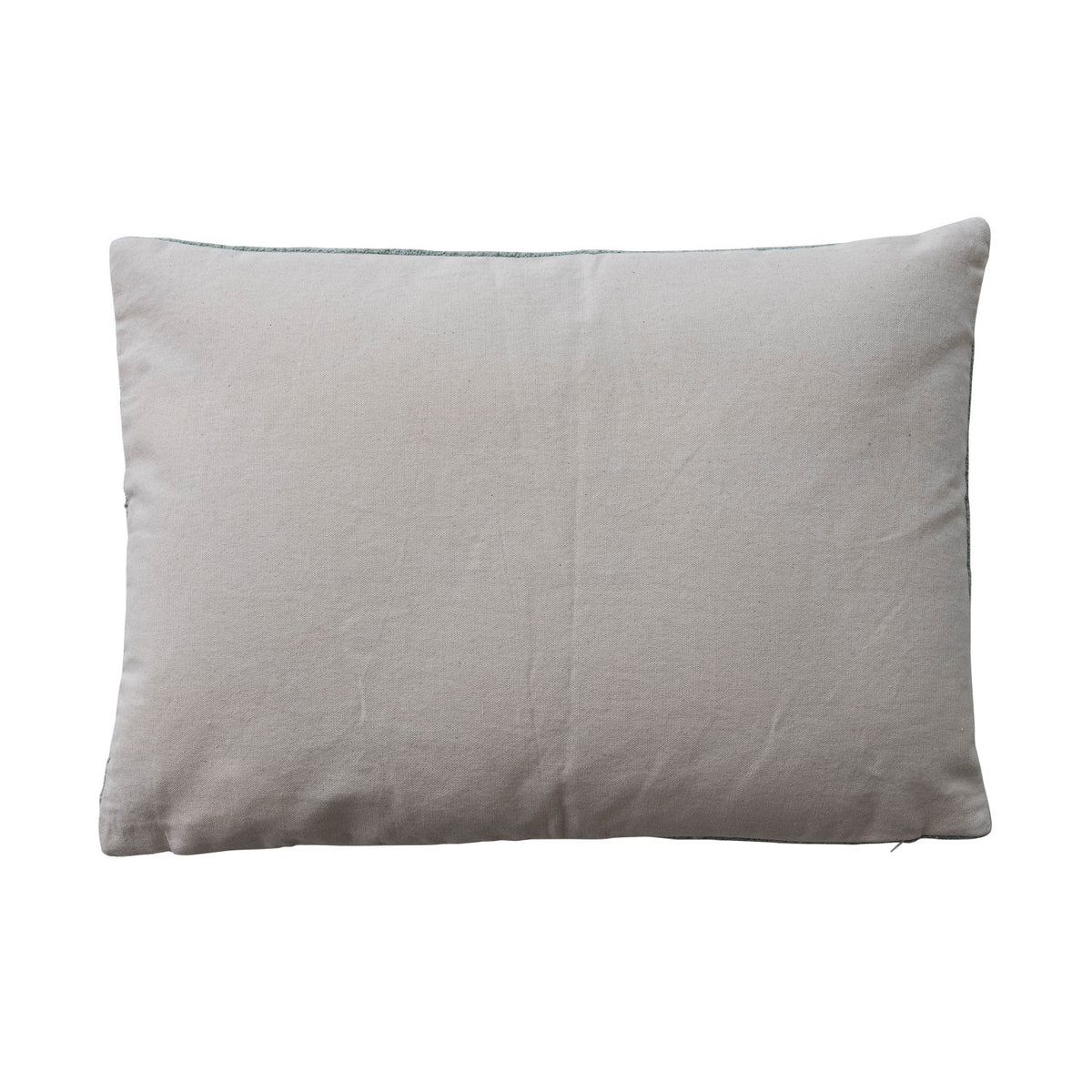Woven Fabric Lumbar Pillow with Chenille Embroidery & Cotton Back