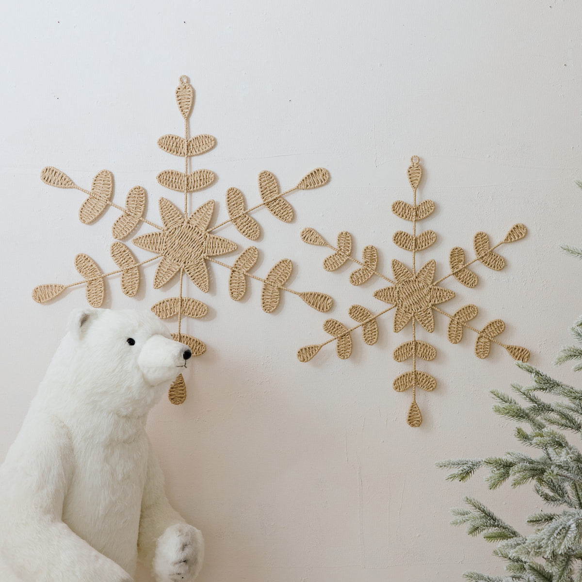 Oversized Woven Paper & Wire Snowflake Ornament, Natural