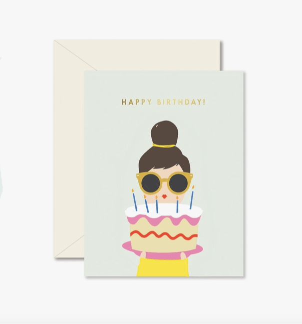 Cake Lady Birthday Greeting Card - La Vie Est Belle