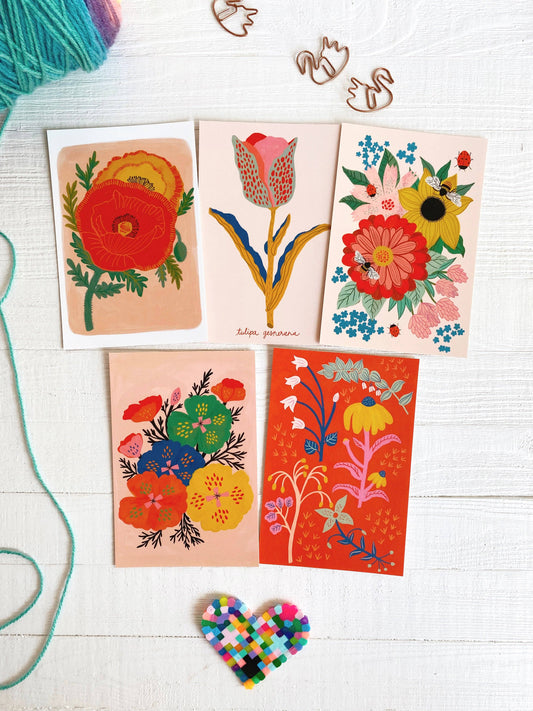 Flower Postcard Pack - 10 Postcards