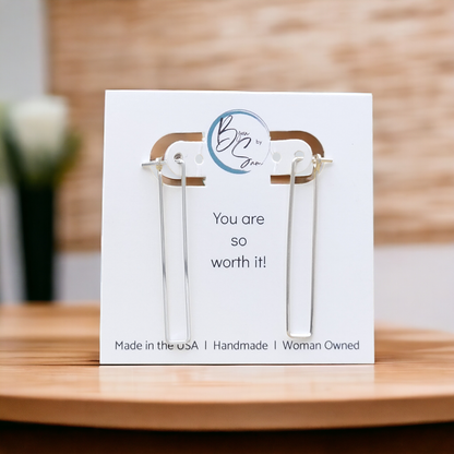 Minimalist Silver Rectangle Earrings