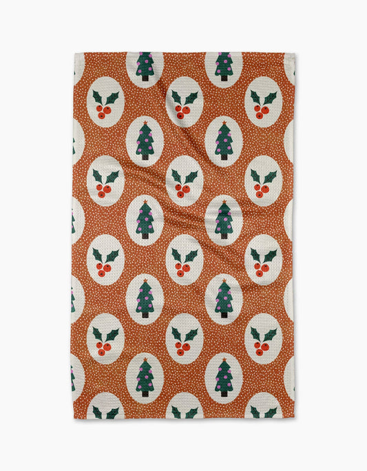 Vintage Holly Christmas Tea Towel