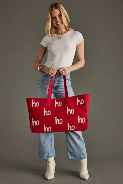 Red & White Ho Ho Ho Tote