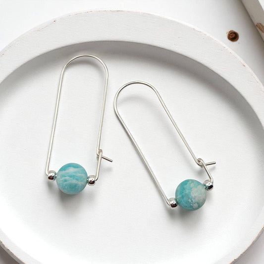 Sterling Silver and Amazonite Arc Earrings