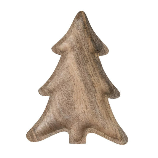 12"L x 9 - 1/4"W Mango Wood Tree Shaped Tray, Natural - La Vie Est Belle