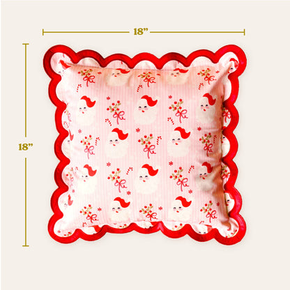 Scalloped Square Throw Pillow-Holly Jolly Santa