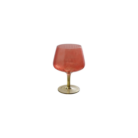 14 oz. Ribbed Stemmed Wine Glass, Red & Olive Green - La Vie Est Belle