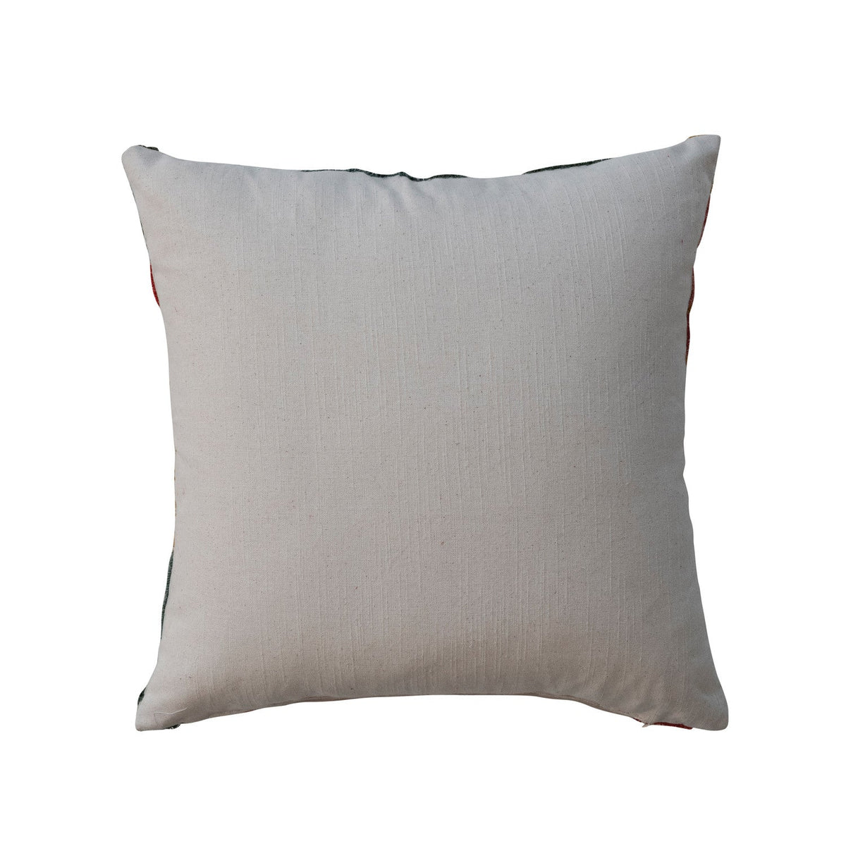 18" Square Cotton Slub Pillow with Embroidered Christmas Trees & Tufting - La Vie Est Belle