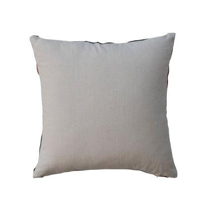 18" Square Cotton Slub Pillow with Embroidered Christmas Trees & Tufting - La Vie Est Belle