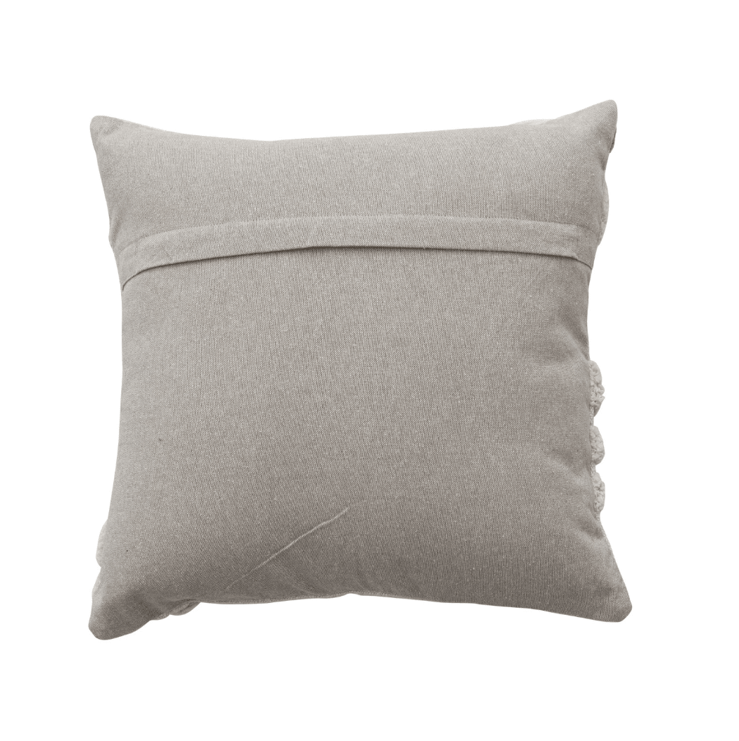 18" Square Cotton Slub Pillow with Tufted Flowers - La Vie Est Belle
