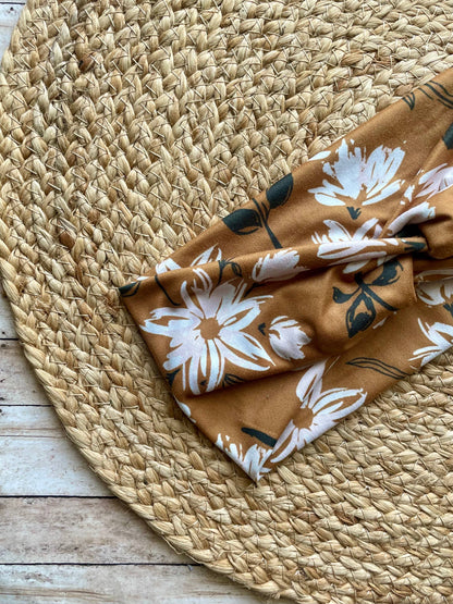Eloquent Caramel Floral Knit Twist Headband