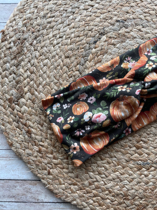 Dark Pumpkin Floral Knit Twist Headband