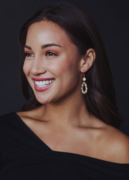 Gold, Taupe & Cream Beaded Earrings