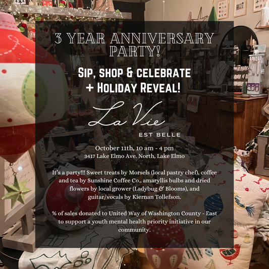 10/11/25 Sip, Shop & Celebrate + Holiday Reveal!  3rd Anniversary Party!