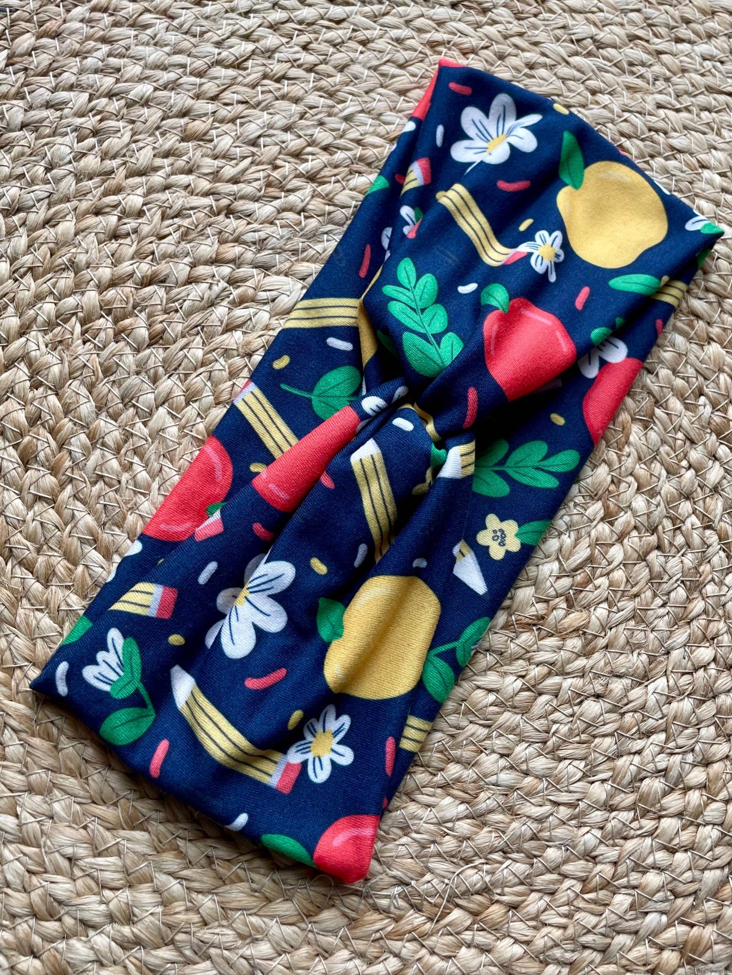 School Supplies Knit Twist Headband