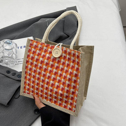 Cosbai – Textured Woven Button Tote Bag