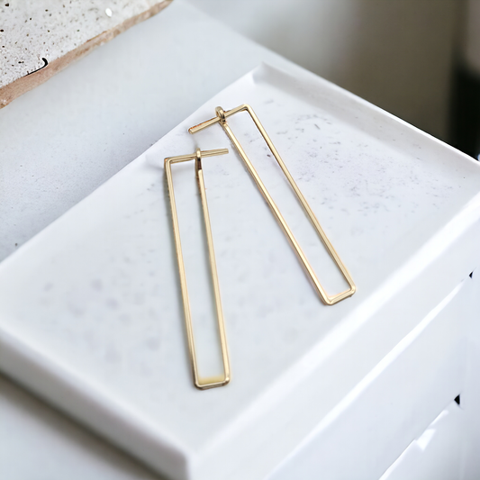 Gold Geometric Rectangle Earrings