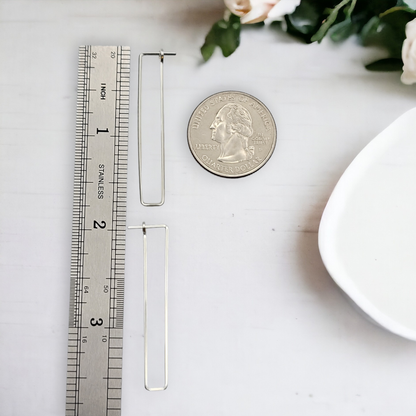 Minimalist Silver Rectangle Earrings