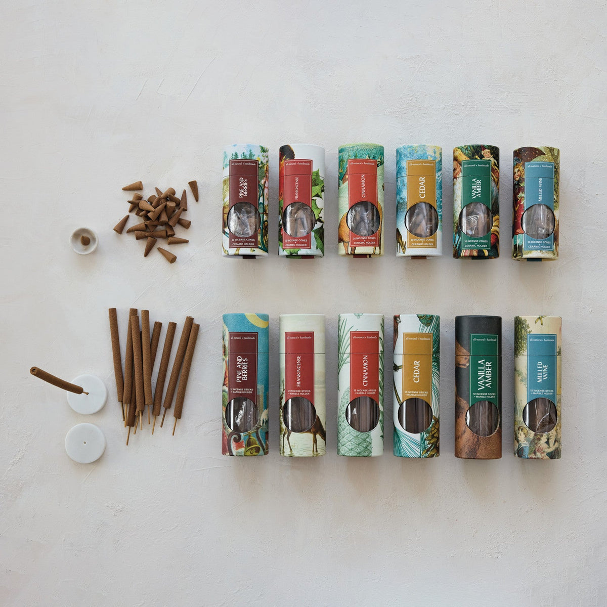 30 Piece All Natural Cinnamon Scented Incense Cones with Incense Holder, Set of 31 - La Vie Est Belle