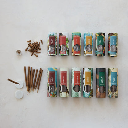 30 Piece All Natural Vanilla Amber Scented Incense Cones with Incense Holder, Set of 31 - La Vie Est Belle