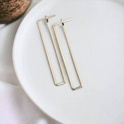 Gold Geometric Rectangle Earrings