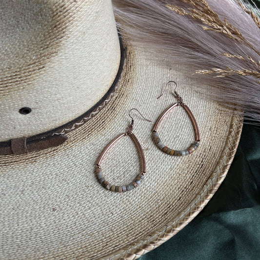 Copper Genuine Agate Teardrop Earrings