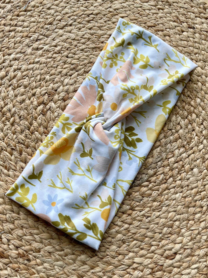 Fresh Spring Floral Knit Twist Headband