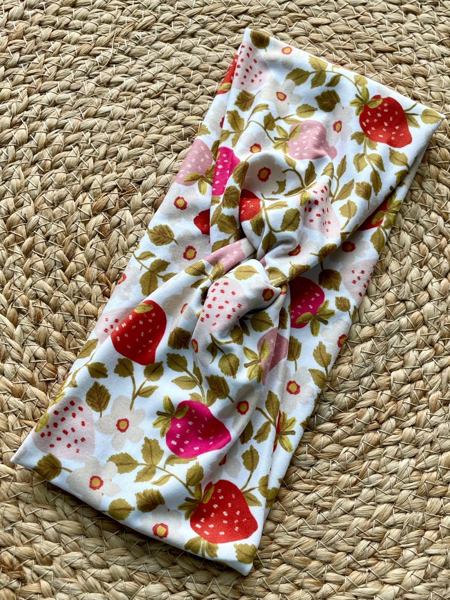 Strawberry Vines Knit Twist Headband