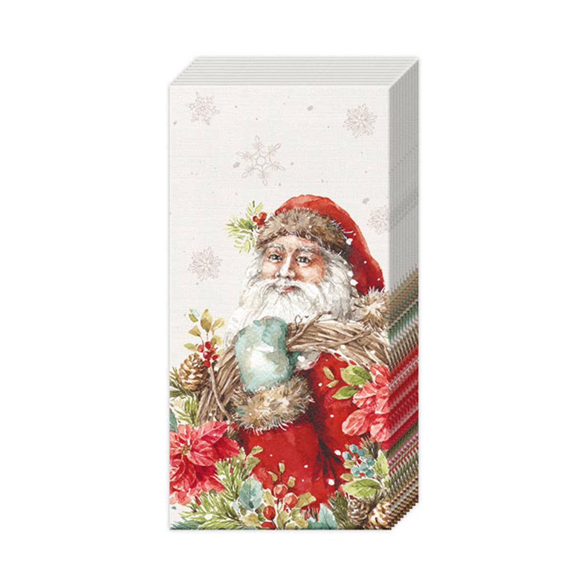 Pocket Tissues Pack of 10 Santa'S Wreath Cream Christmas