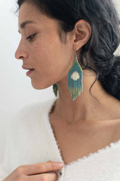 Beaded Fringe Earrings in Esfera