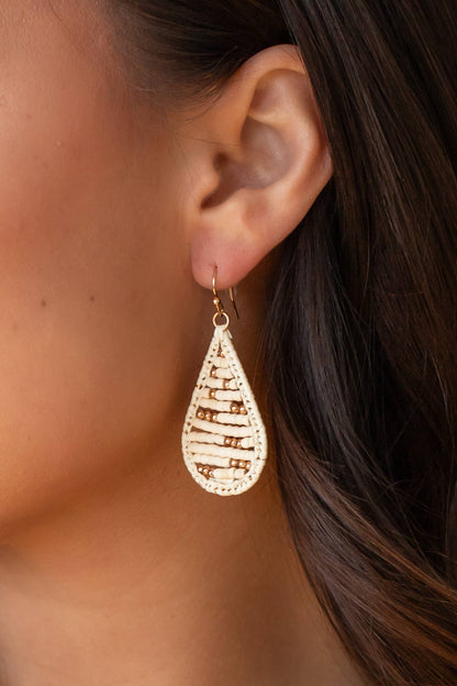 Ivory & Gold Beaded Earrings