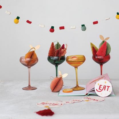 4-1/4" Round x 6-3/4"H 8 oz. Stemmed Champagne/Coupe Glass, 4 Colors - La Vie Est Belle