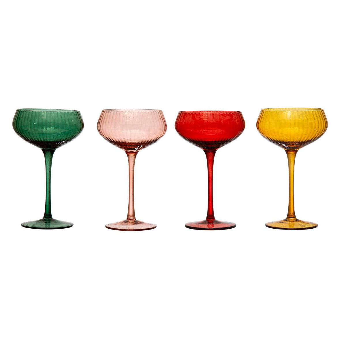 4-1/4" Round x 6-3/4"H 8 oz. Stemmed Champagne/Coupe Glass, 4 Colors - La Vie Est Belle