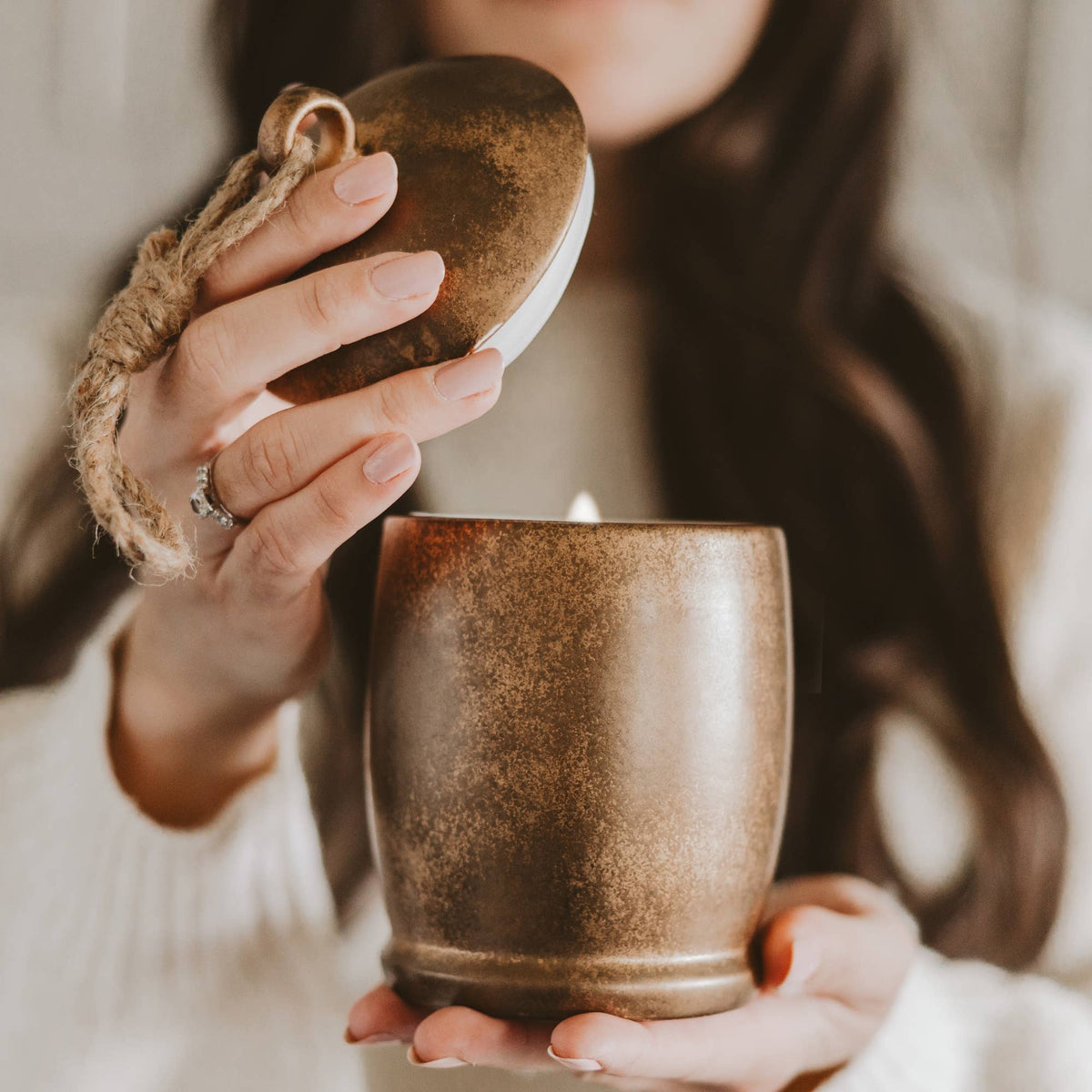 Holiday Soy Candle - 13.5 oz Antique Gold Bell Jar