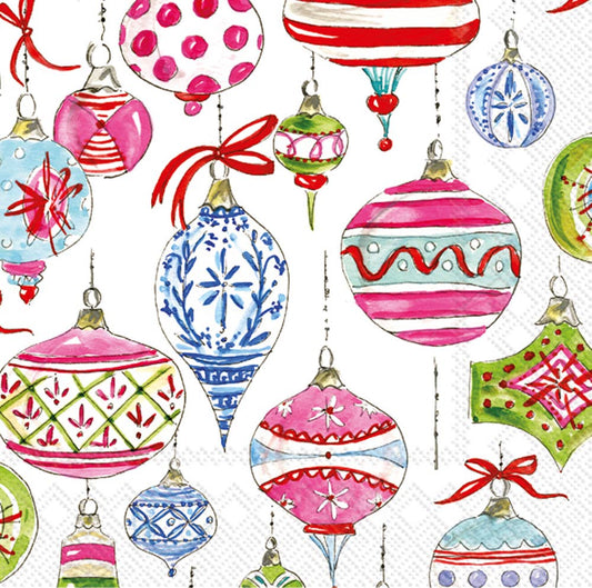 Paper Cocktail Napkins Merry Vintage Ornaments