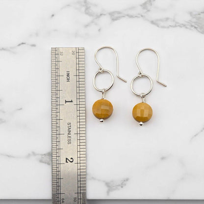Sterling Silver and Yellow Mookaite Earrings