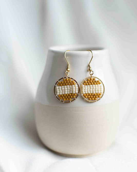 Beaded Earrings in Encantado, Mustard