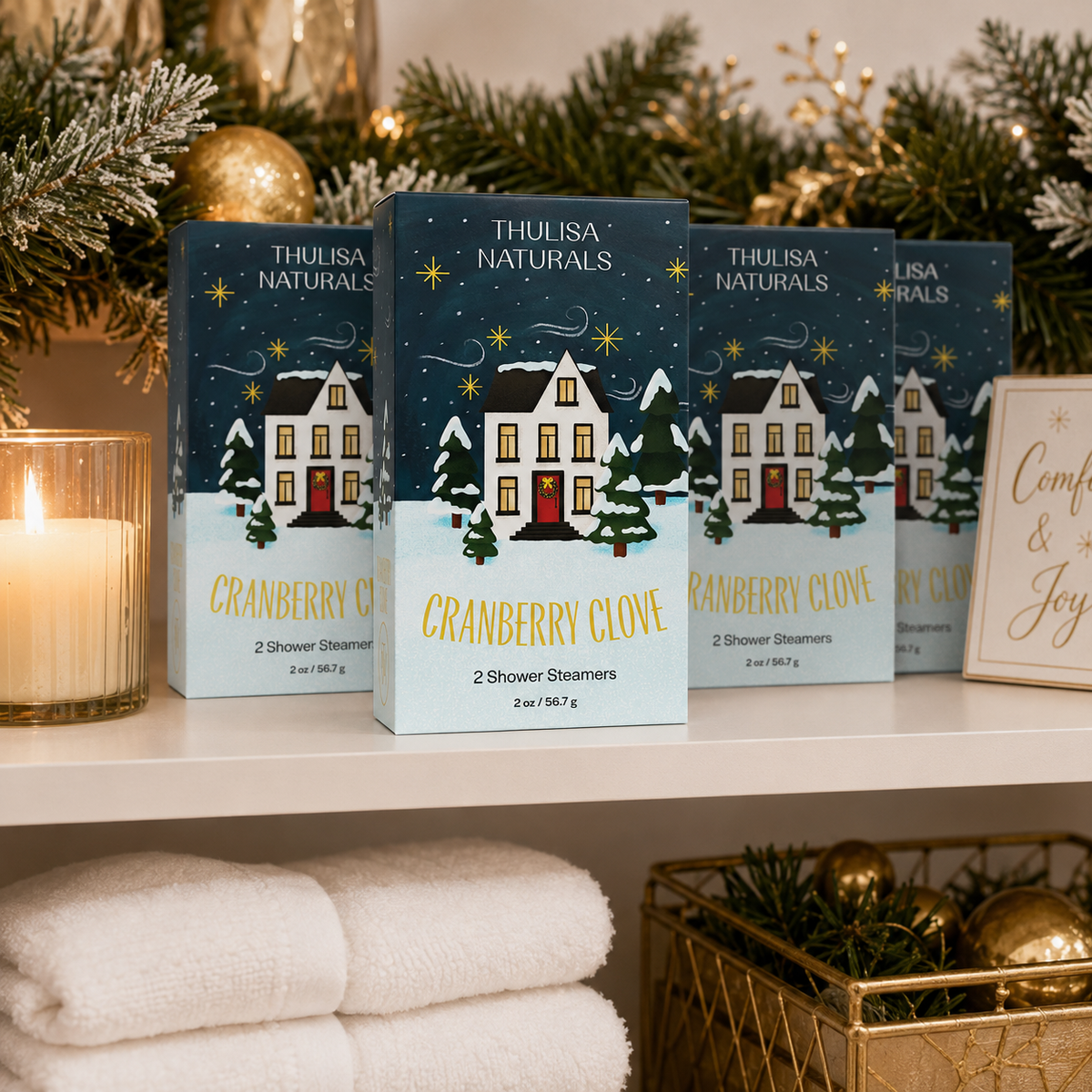 Cranberry Clove Shower Steamers — Holiday Spice Gift Set