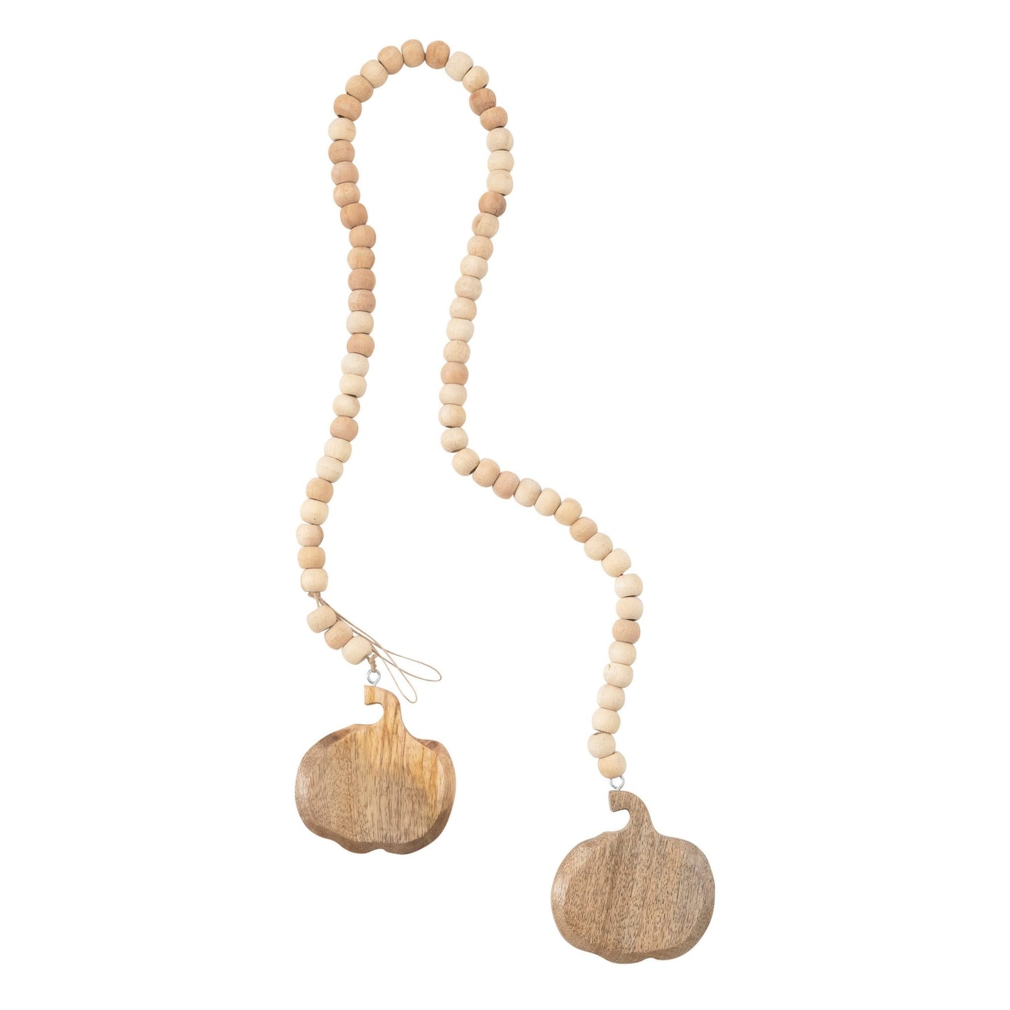 50"L Mango Wood Bead Garland with Pumpkins - La Vie Est Belle