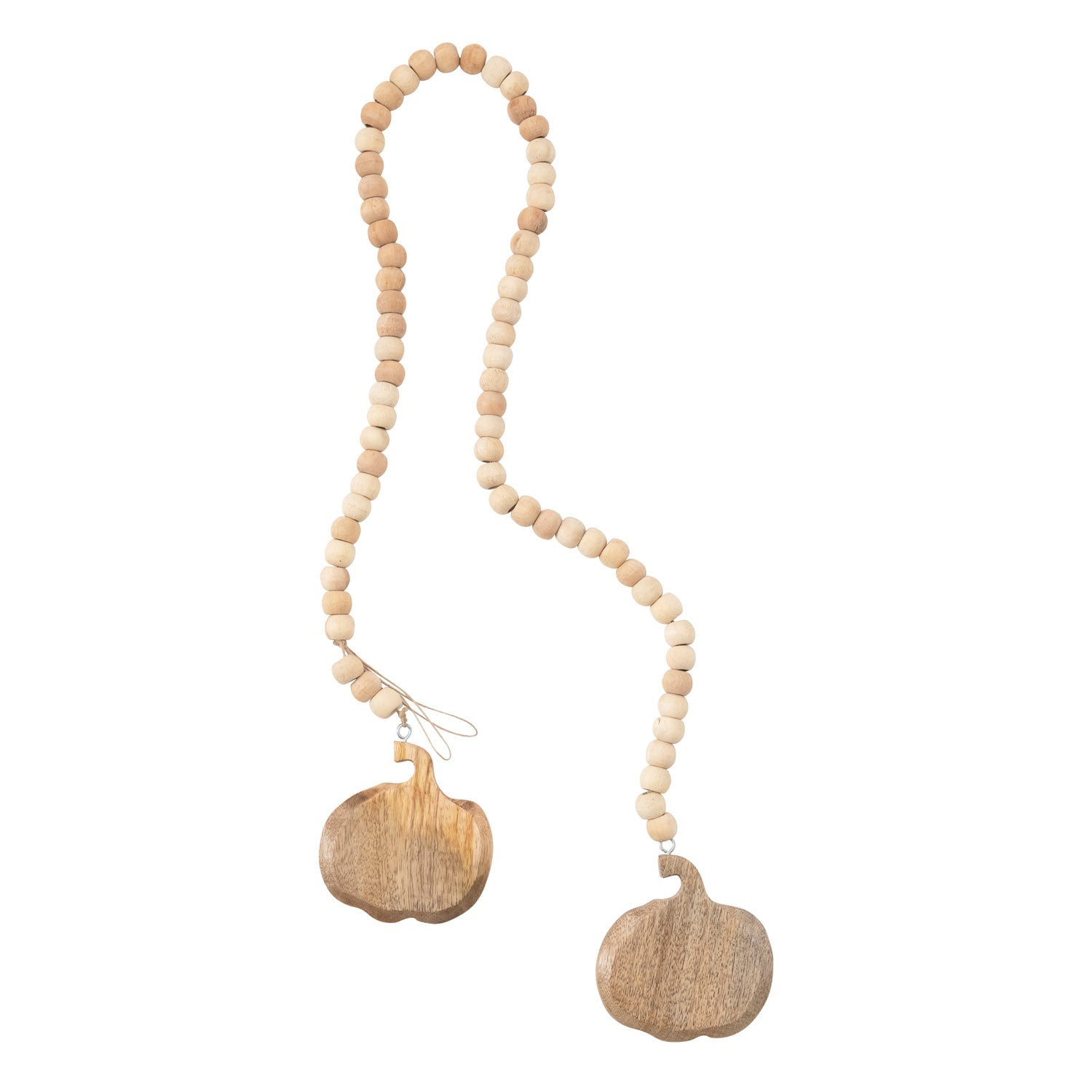 50"L Mango Wood Bead Garland with Pumpkins - La Vie Est Belle