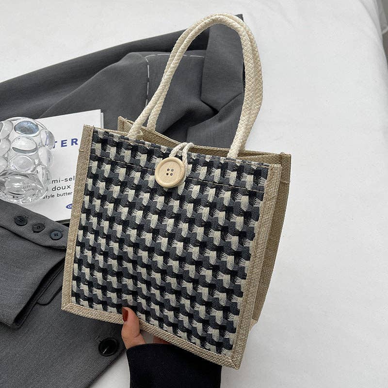 Cosbai – Textured Woven Button Tote Bag