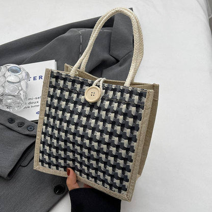 Cosbai – Textured Woven Button Tote Bag