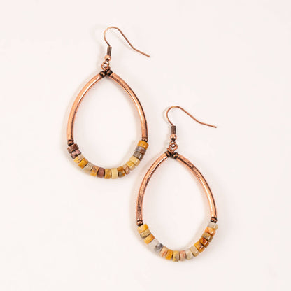 Copper Genuine Agate Teardrop Earrings