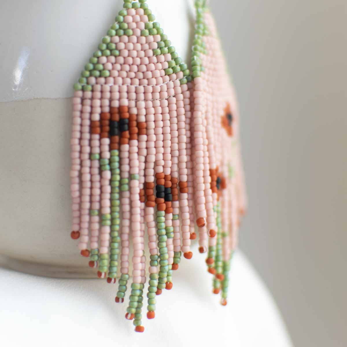 Beaded Fringe Earrings in Amapola