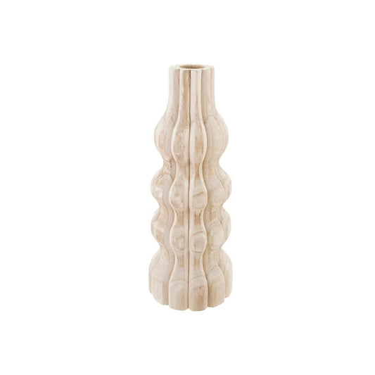 6 - 1/4" Round x 17"H Decorative Carved Paulownia Wood Vase, Natural - La Vie Est Belle