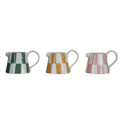 6 oz. Hand - Painted Stoneware Creamer, 3 Colors - La Vie Est Belle