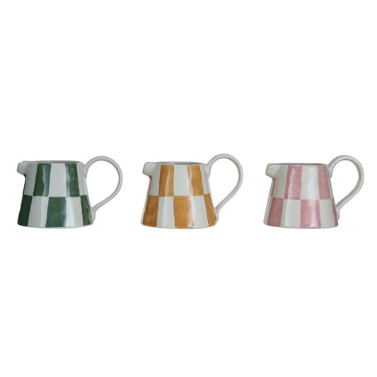 6 oz. Hand - Painted Stoneware Creamer, 3 Colors - La Vie Est Belle