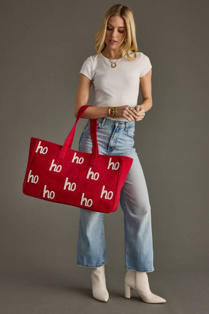 Red & White Ho Ho Ho Tote